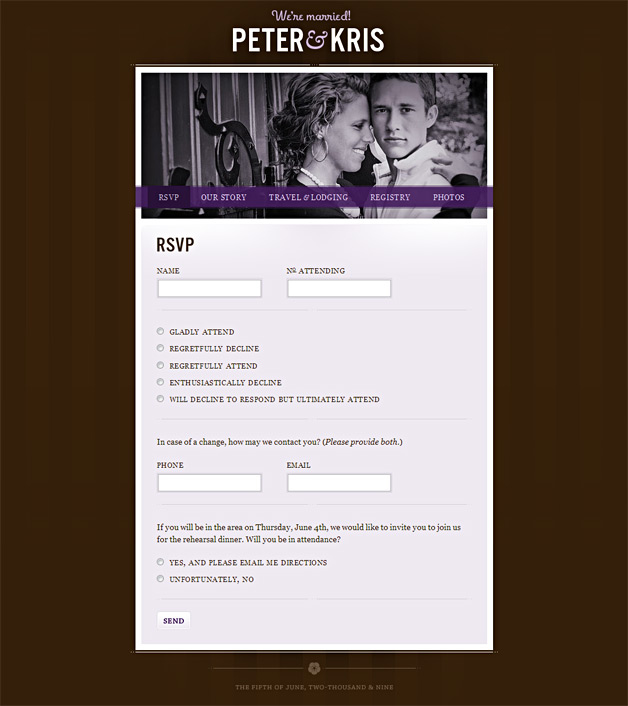 A screenshot of the Gurry Wedding website