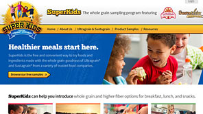 A screenshot of the new Superkids website